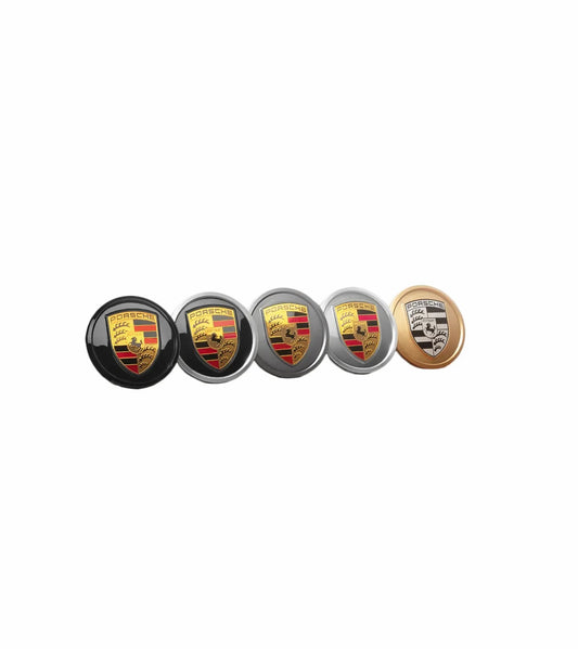 Porsche Design Smart Buy | Porsche Black Satin Gloss Wheel Hub Covers with Colored Crest (Set of 4)