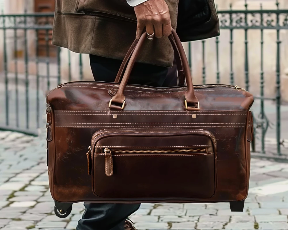 leather wheeled luggage
